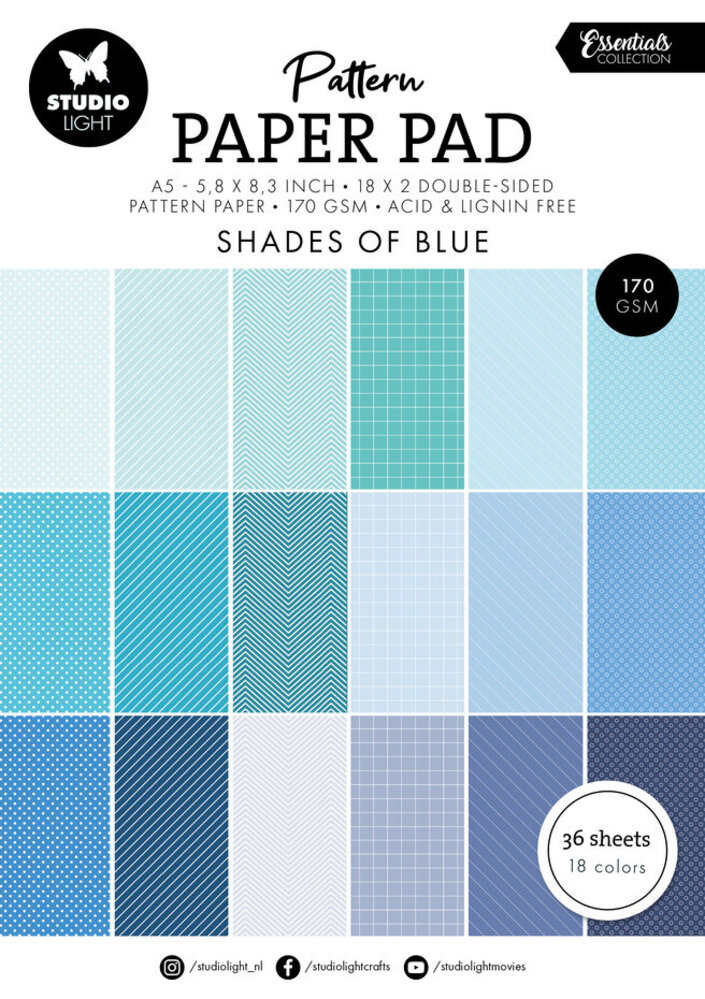 Studio Light Essentials Shades Of Blue A5 Pattern Paper Pad (SL-ES-PPP165)
