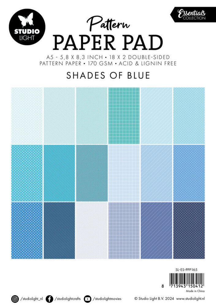 Studio Light Essentials Shades Of Blue A5 Pattern Paper Pad (SL-ES-PPP165)