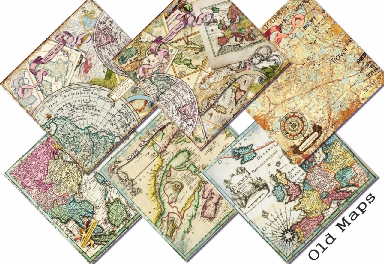 Decorer Old Maps 8x8 Inch Paper Pack (DECOR-B42-440)