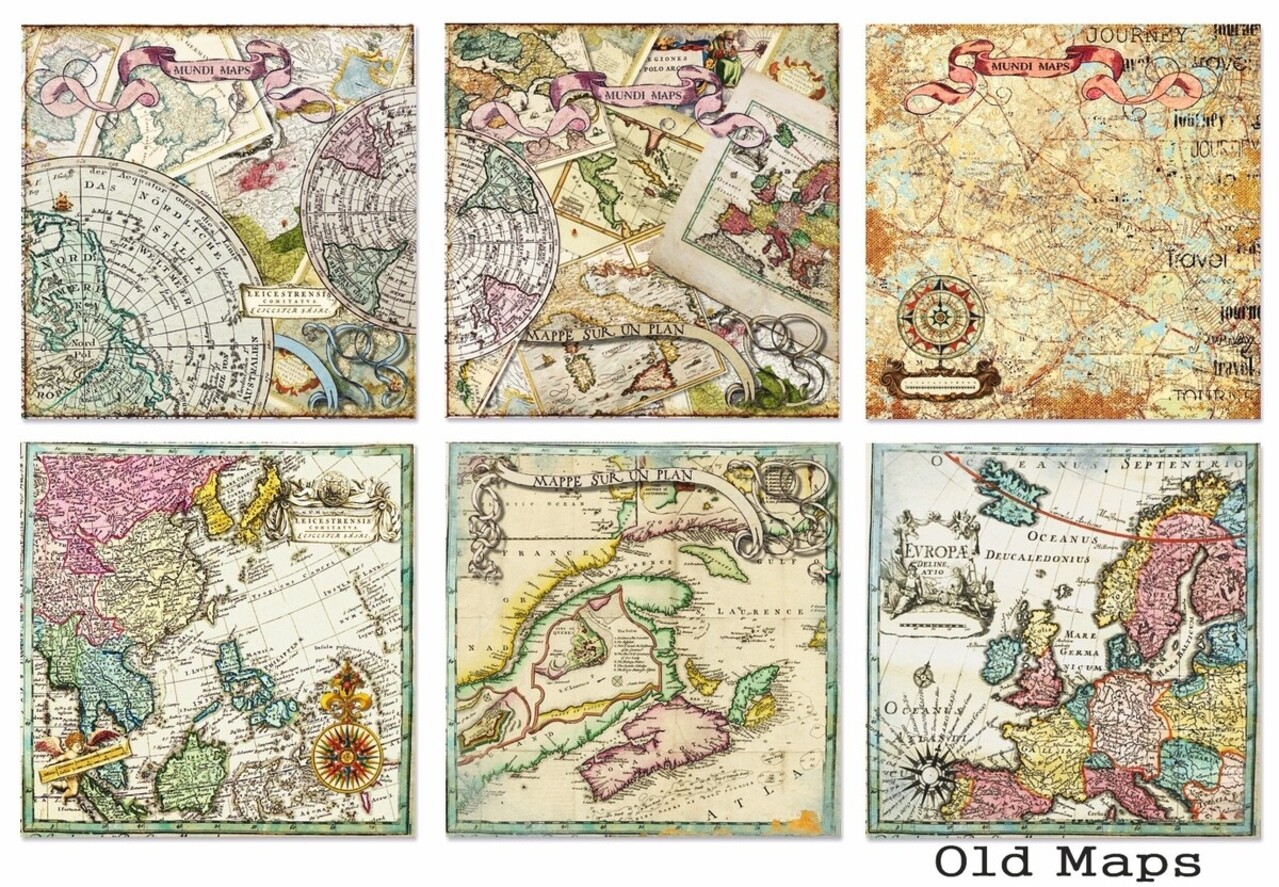 Decorer Old Maps 8x8 Inch Paper Pack (DECOR-B42-440)