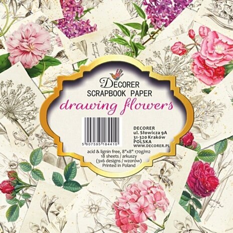 Decorer Drawing Flowers 8x8 Inch Paper Pack (DECOR-B43-441) Decorer Drawing Flowers 8x8 Inch Paper Pack (DECOR-B43-441)