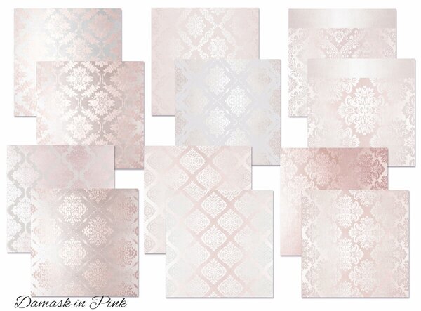 Decorer Damask in Pink 8x8 Inch Paper Pack (DECOR-B44-442) Decorer Damask in Pink 8x8 Inch Paper Pack (DECOR-B44-442)