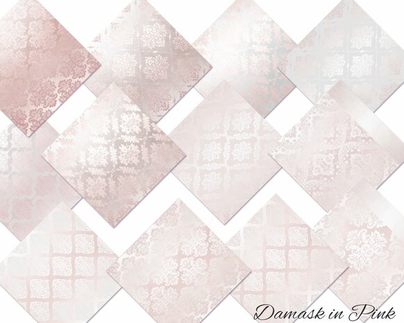 Decorer Damask in Pink 8x8 Inch Paper Pack (DECOR-B44-442) Decorer Damask in Pink 8x8 Inch Paper Pack (DECOR-B44-442)