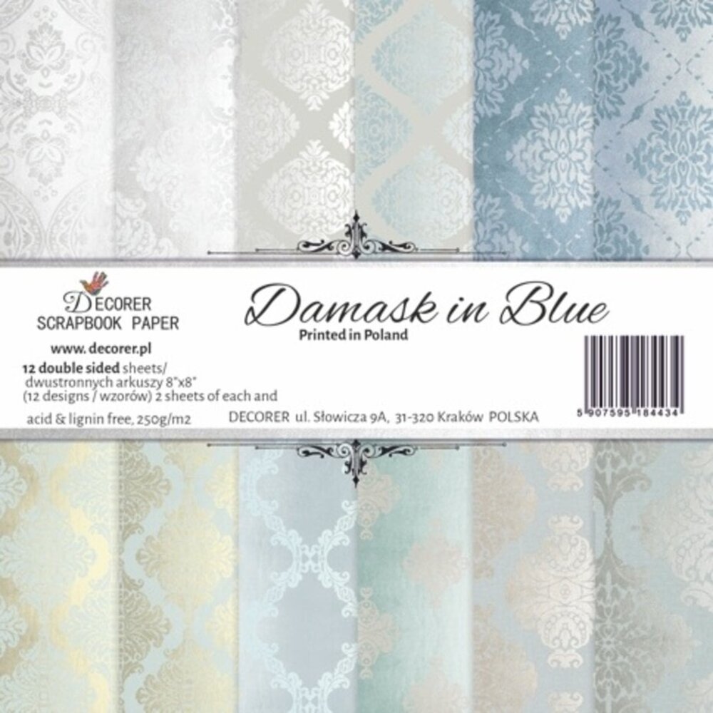 Decorer Damask in Blue 8x8 Inch Paper Pack (DECOR-B44-443) Decorer Damask in Blue 8x8 Inch Paper Pack (DECOR-B44-443)