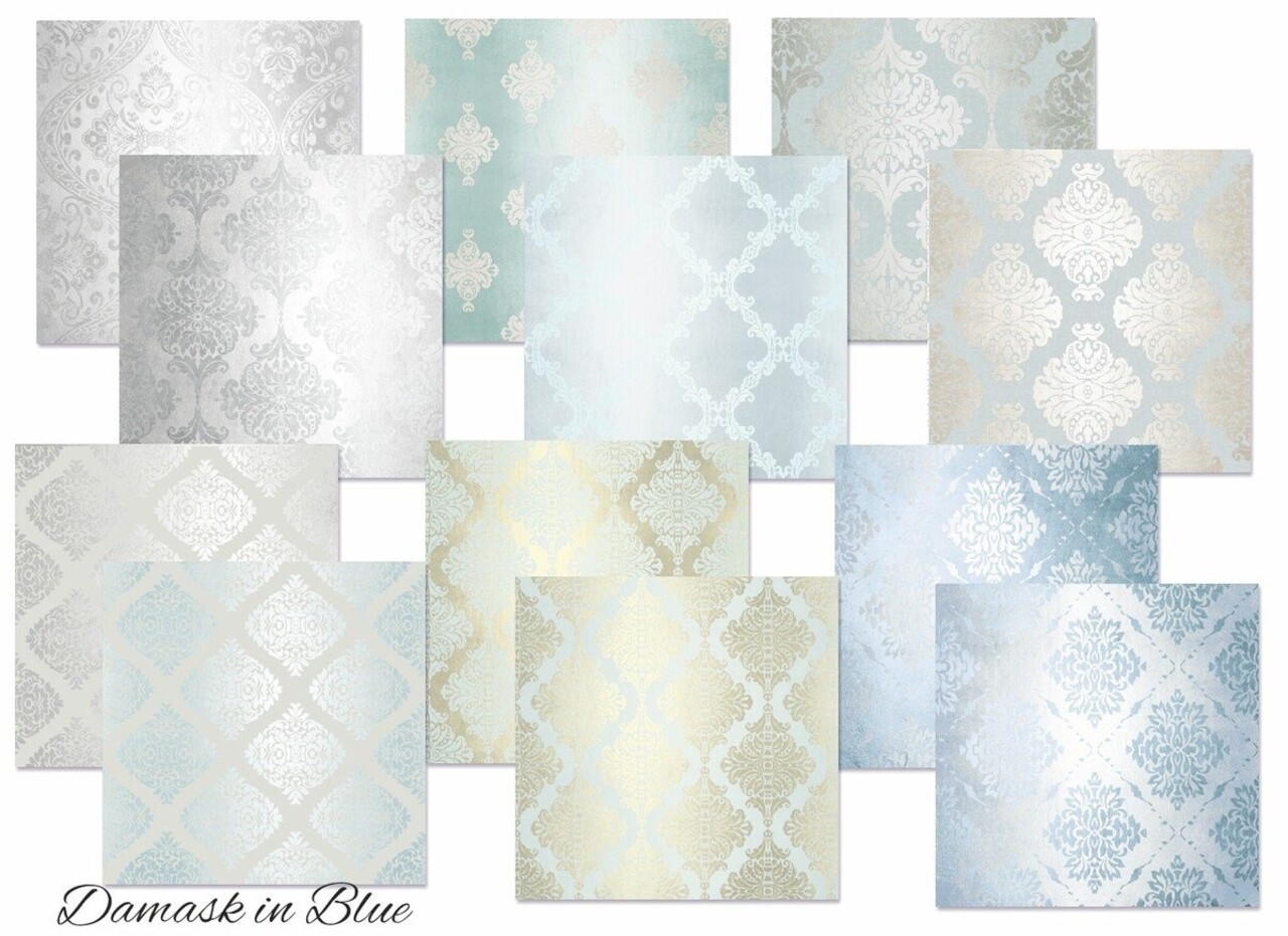 Decorer Damask in Blue 8x8 Inch Paper Pack (DECOR-B44-443) Decorer Damask in Blue 8x8 Inch Paper Pack (DECOR-B44-443)