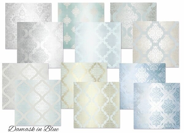 Decorer Damask in Blue 8x8 Inch Paper Pack (DECOR-B44-443) Decorer Damask in Blue 8x8 Inch Paper Pack (DECOR-B44-443)