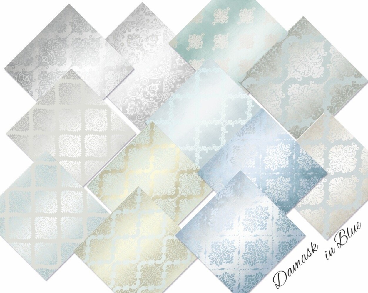 Decorer Damask in Blue 8x8 Inch Paper Pack (DECOR-B44-443) Decorer Damask in Blue 8x8 Inch Paper Pack (DECOR-B44-443)