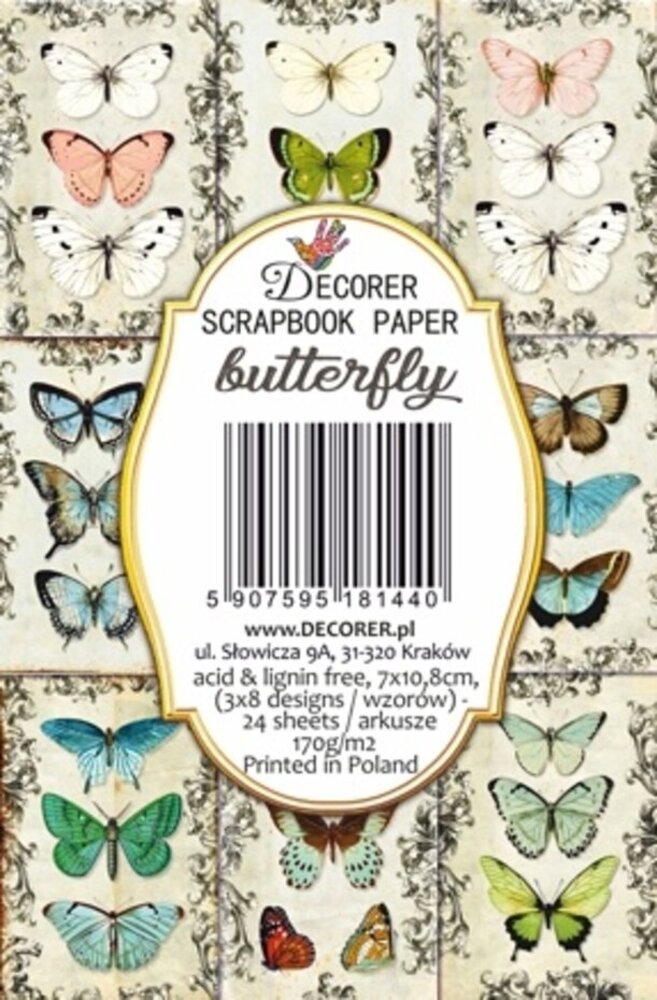 Decorer Butterfly Paper Pack (7x10,8cm) (DECOR-M144) Decorer Butterfly Paper Pack (7x10,8cm) (DECOR-M144)