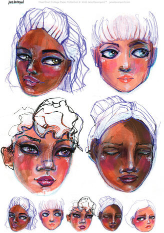Jane Davenport Collage Sheets A4 Fresh Faced (CEJDCOL003) Jane Davenport Collage Sheets A4 Fresh Faced (CEJDCOL003)