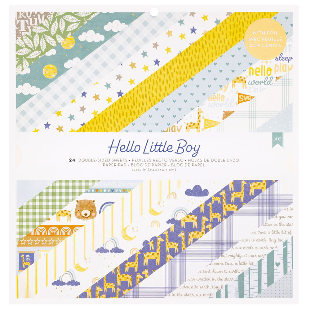 American Crafts Hello Little Boy 12x12 Inch Paper Pad (34030012)