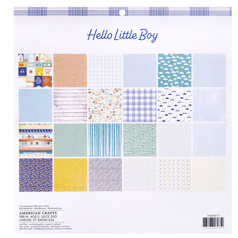 American Crafts Hello Little Boy 12x12 Inch Paper Pad (34030012)