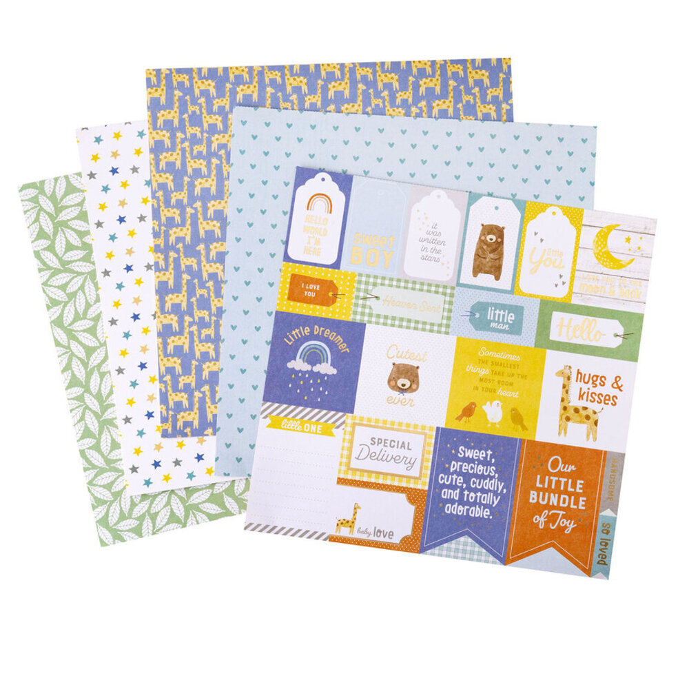 American Crafts Hello Little Boy 12x12 Inch Paper Pad (34030012)
