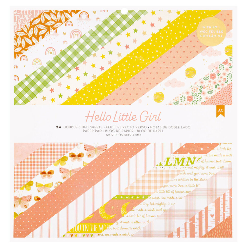 American Crafts Hello Little Girl 12x12 Inch Paper Pad (34030038) American Crafts Hello Little Girl 12x12 Inch Paper Pad (34030038)