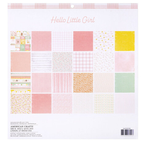 American Crafts Hello Little Girl 12x12 Inch Paper Pad (34030038) American Crafts Hello Little Girl 12x12 Inch Paper Pad (34030038)