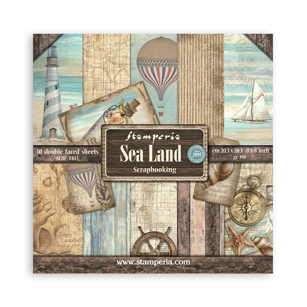 Stamperia Sea Land 8x8 Inch Paper Pack (SBBS101) Stamperia Sea Land 8x8 Inch Paper Pack (SBBS101)