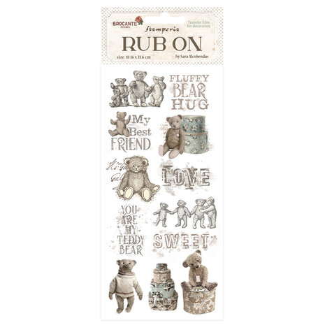 Stamperia Brocante Antiques Rub-On 4x8,5 Inch Teddy Bears (DFLRB76)