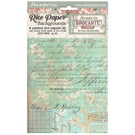 Stamperia Brocante Antiques A6 Rice Paper Backgrounds (DFSAK6018) Stamperia Brocante Antiques A6 Rice Paper Backgrounds (DFSAK6018)