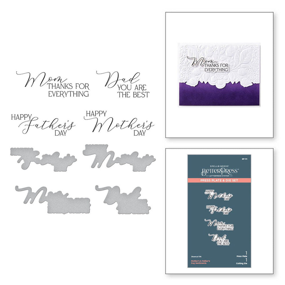 Spellbinders Mirrored Arch Mother's & Father's Day Sentiments Press Plate (BP-111)