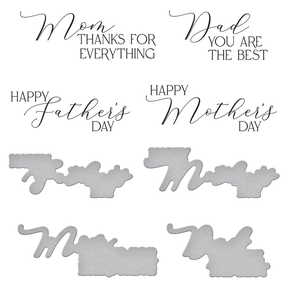 Spellbinders Mirrored Arch Mother's & Father's Day Sentiments Press Plate (BP-111)