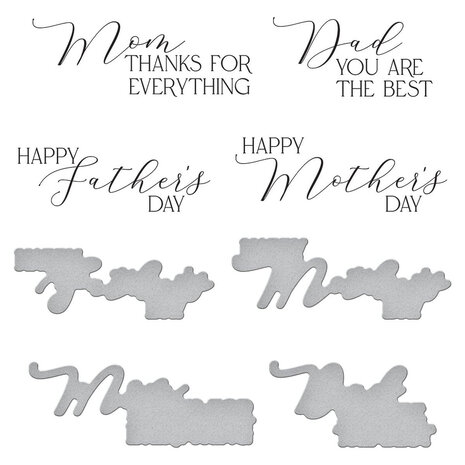 Spellbinders Mirrored Arch Mother's & Father's Day Sentiments Press Plate (BP-111)