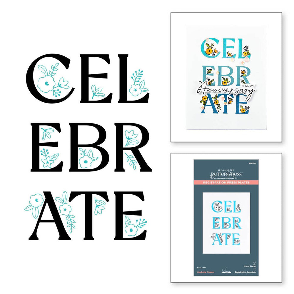 Spellbinders Let's Celebrate Celebrate Flowers Registration Press Plate (BPR-003)