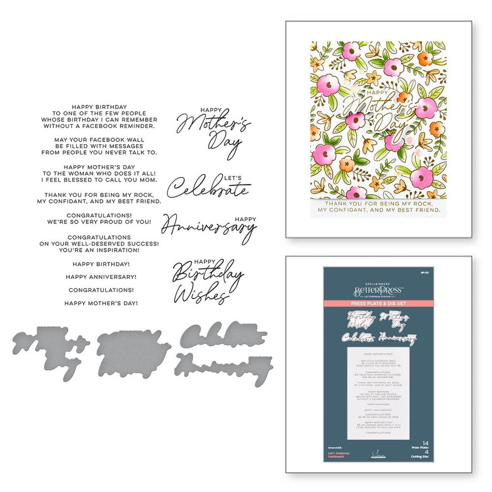 Spellbinders Let's Celebrate Sentiments Press Plate & Die Set (BP-123) Spellbinders Let's Celebrate Sentiments Press Plate & Die Set (BP-123)