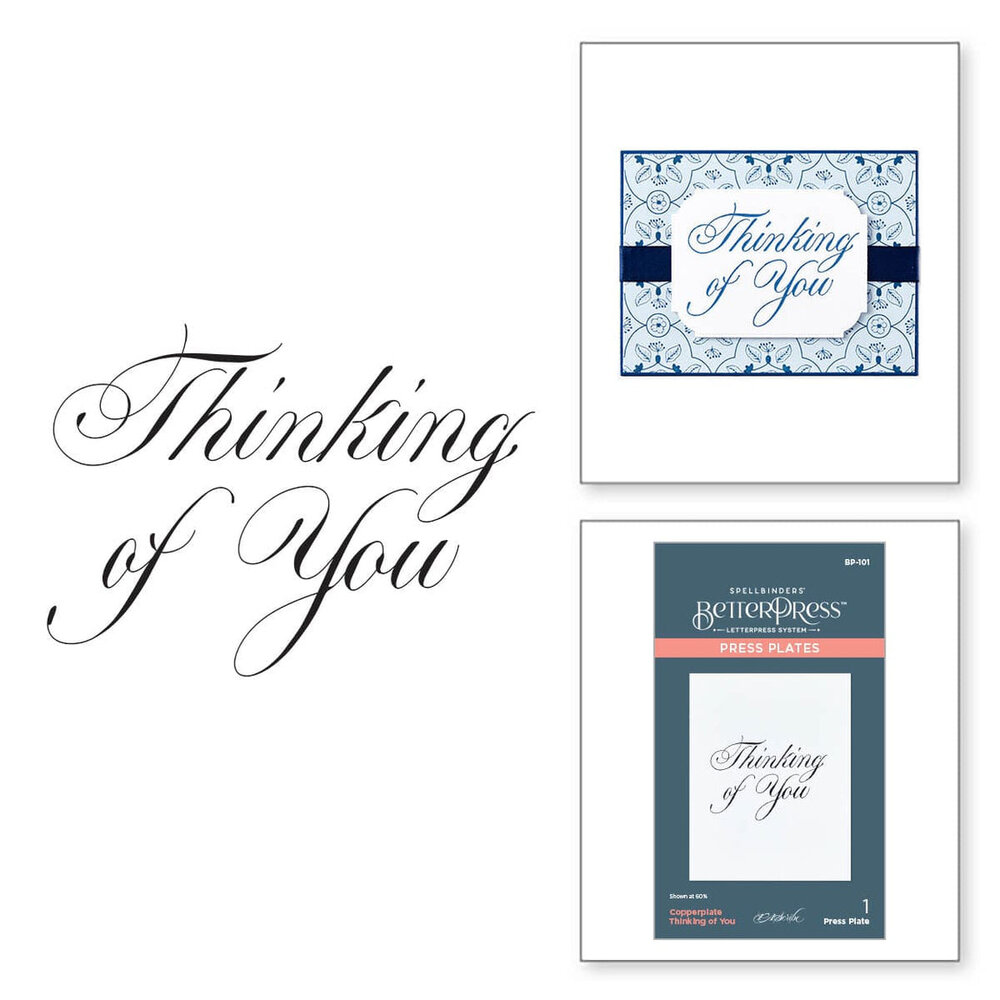 Spellbinders Copperplate Everyday Sentiments Thinking of You Press Plate (BP-101)