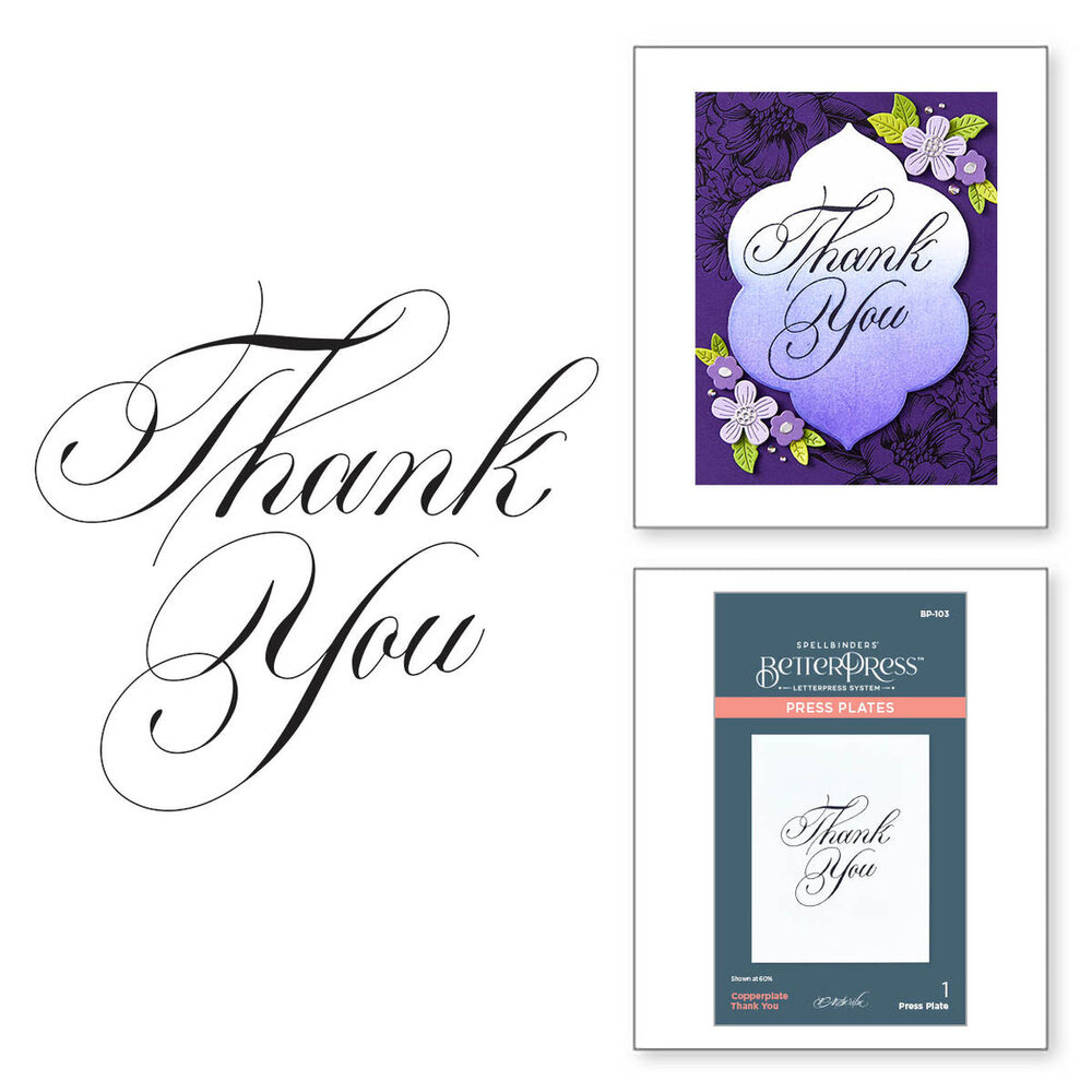 Spellbinders Copperplate Everyday Sentiments Thank You Press Plate (BP-103)