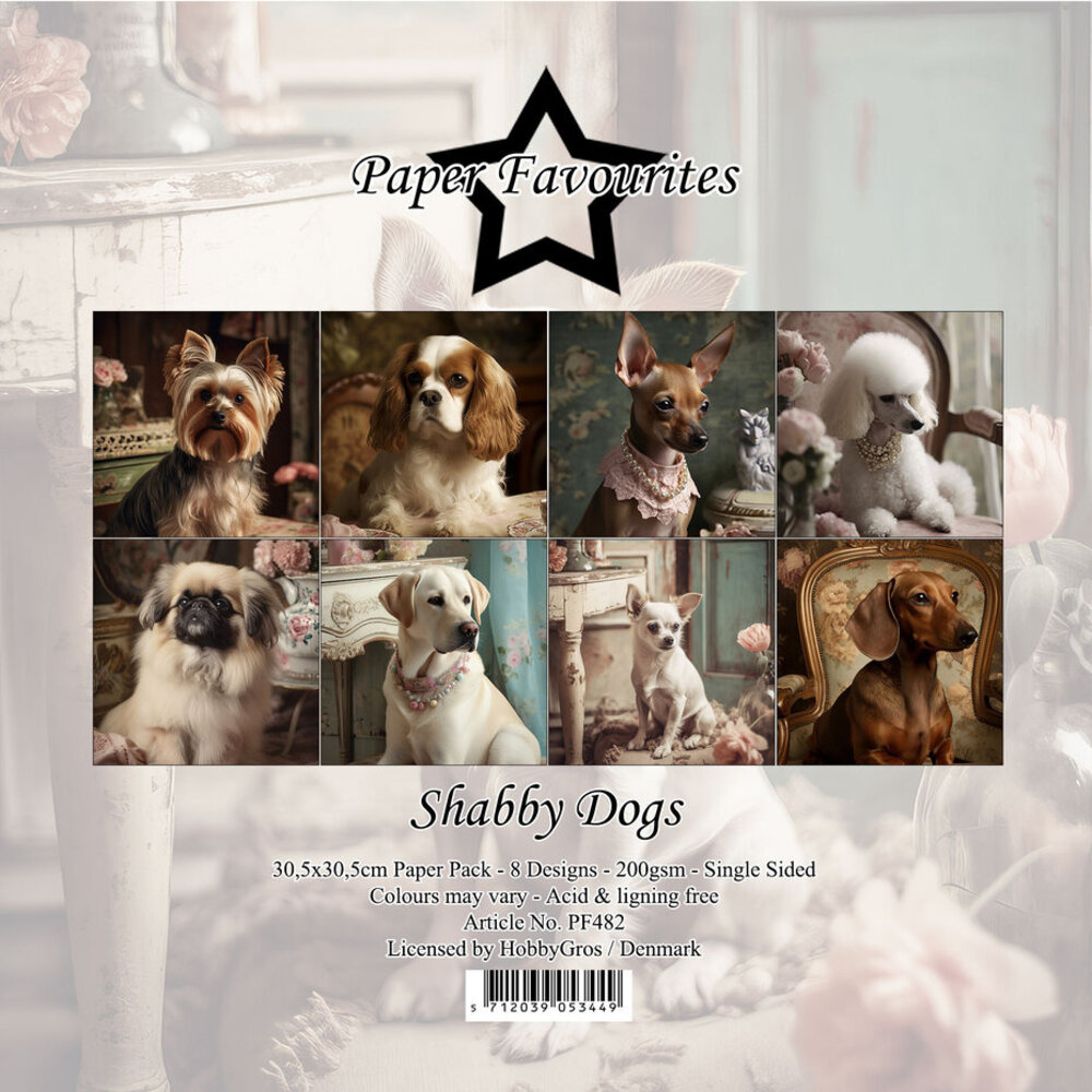 Paper Favourites Shabby Dogs 12x12 Inch Paper Pack (PF482)
