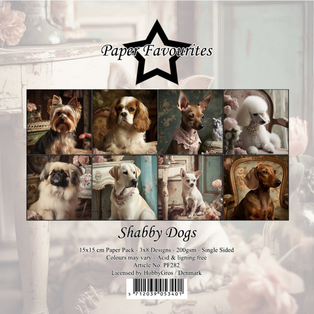 Paper Favourites Shabby Dogs 6x6 Inch Paper Pack (PF282)
