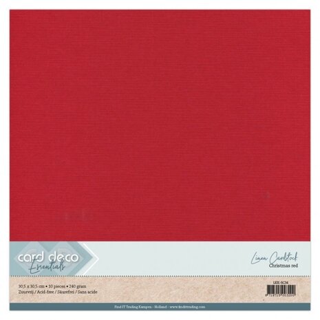 Card Deco Linen Cardstock Christmas Red 10 Vel 30,5x30,5 cm (LKK-SC34) Card Deco Linen Cardstock Christmas Red 10 Vel 30,5x30,5 cm (LKK-SC34)