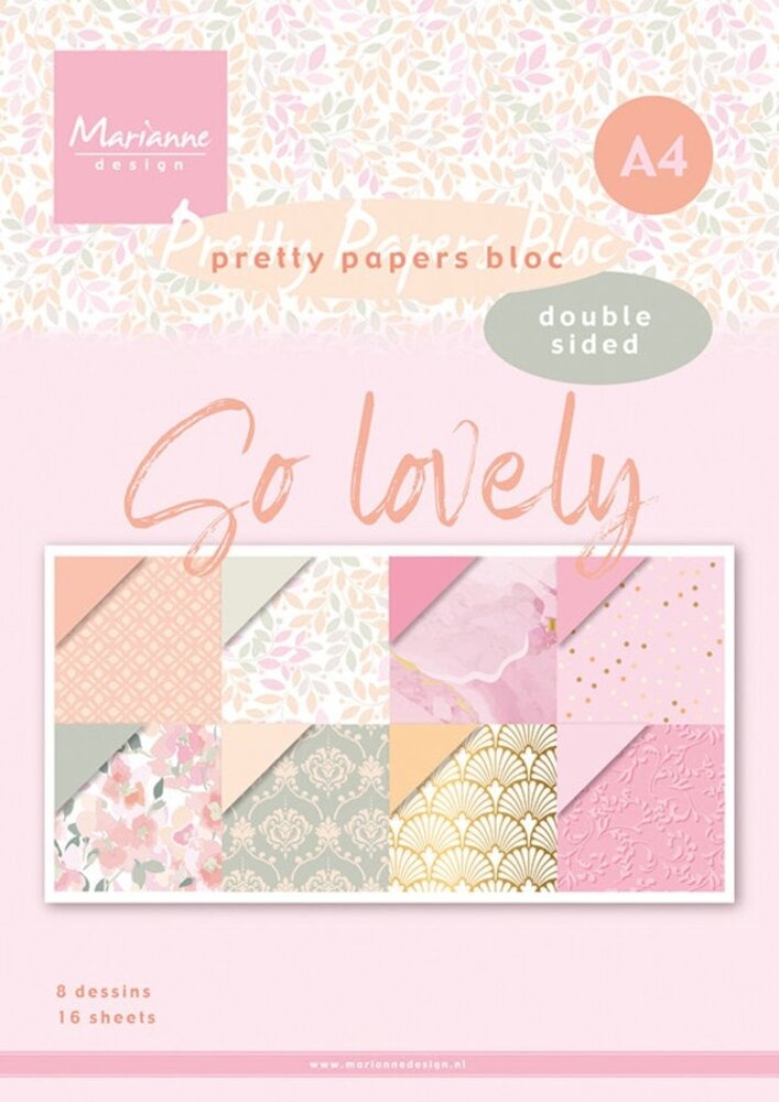 Marianne Design So Lovely A4 Pretty Papers Bloc (PK9187)