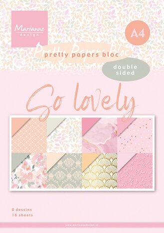 Marianne Design So Lovely A4 Pretty Papers Bloc (PK9187)