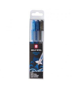 SAKURA Gelly Roll Gelpen Set Metallic Shiny Ocean (POXPGBMET3C)