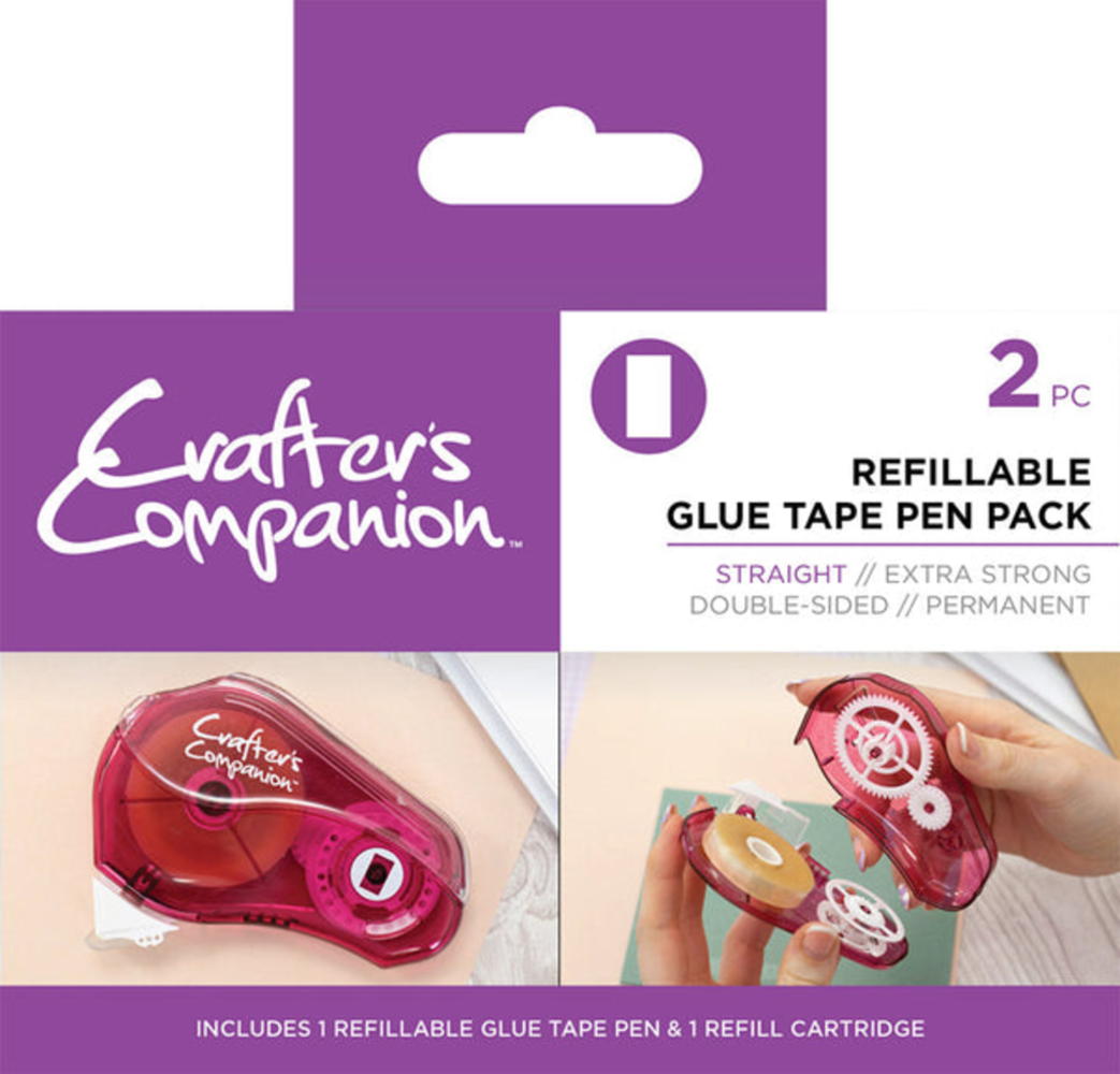 Crafter's Companion Glue Tape Pen & Refill Pack Straight (CC-ADH-STAPE-FILL)