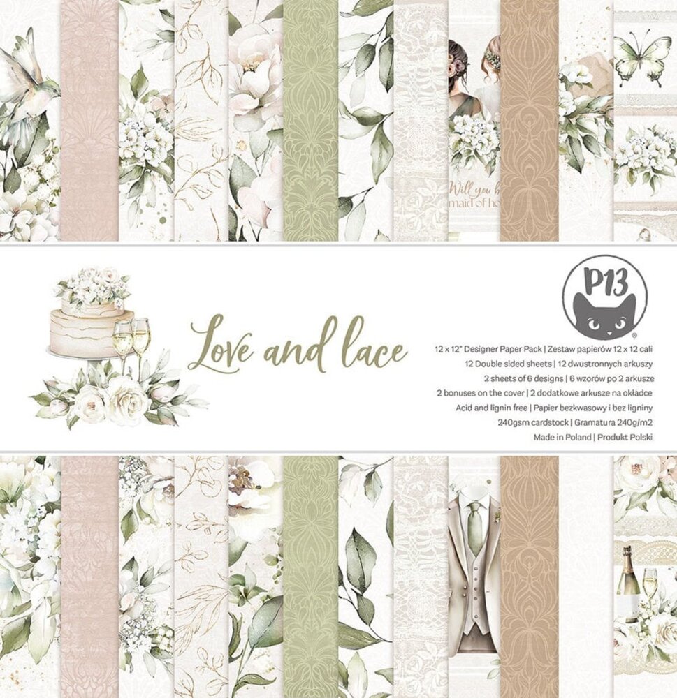 P13 Love and Lace 12x12 Inch Paper Pad (P13-LAL-08)