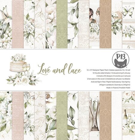 P13 Love and Lace 12x12 Inch Paper Pad (P13-LAL-08)