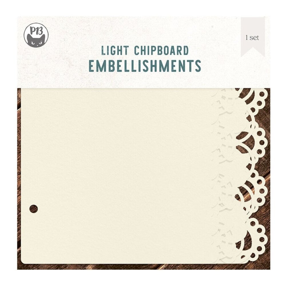 P13 Love and Lace Light Chipboard Embellishments 6x6 Inch Album Base