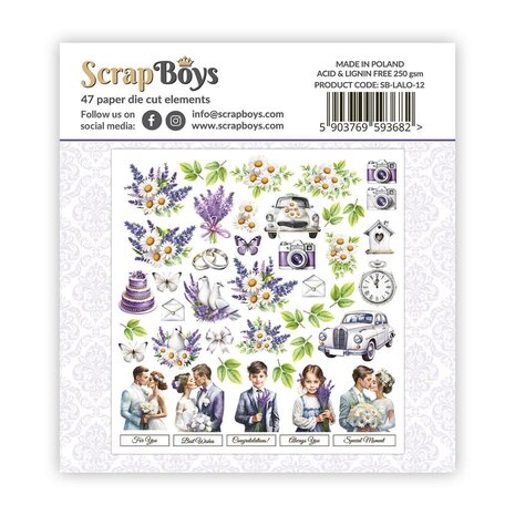 ScrapBoys Lavender Love Double Sided Die Cut Elements (SB-LALO-12)