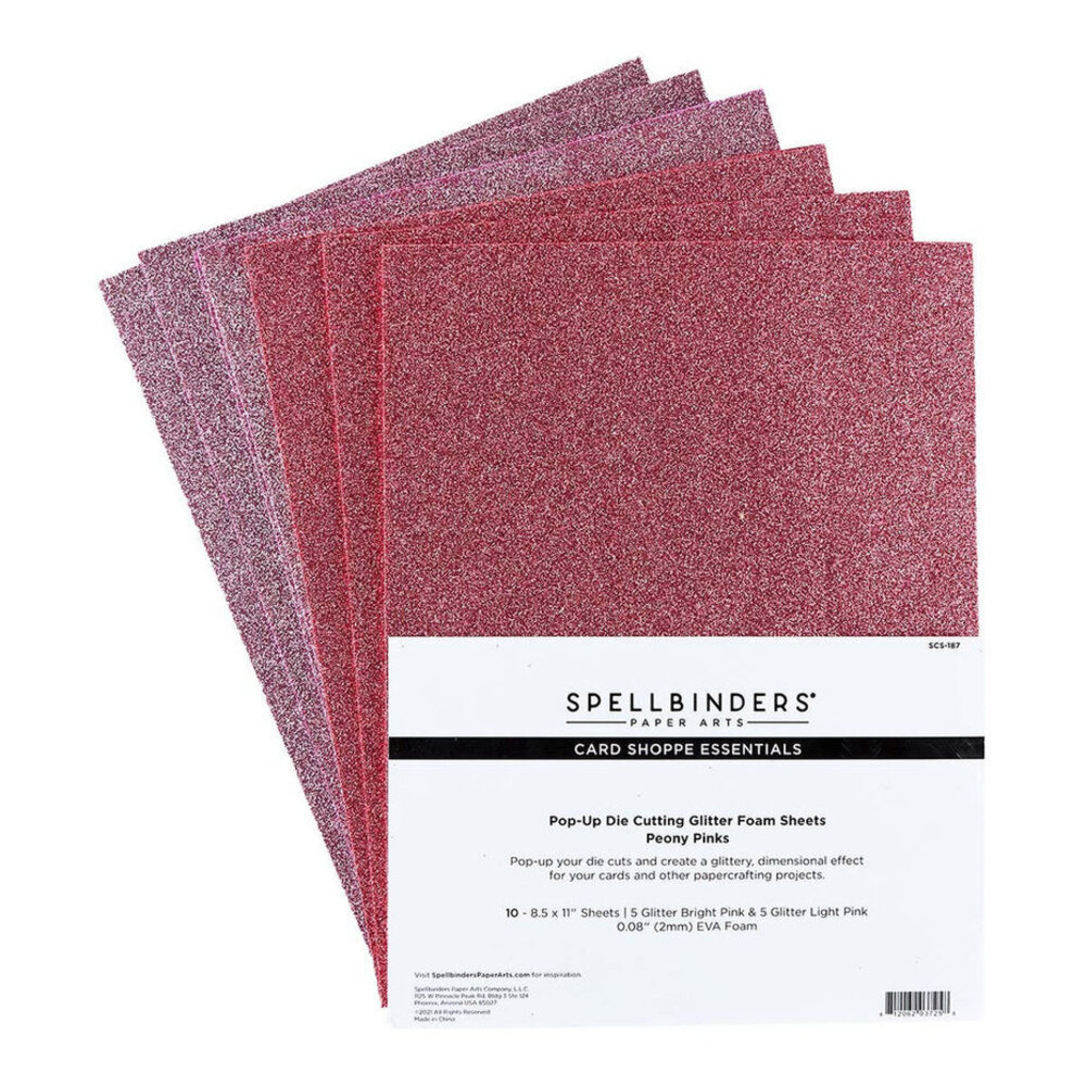 Spellbinders Pop-Up Die Cutting Glitter Foam Sheets Peony Pinks (SCS-187) Spellbinders Pop-Up Die Cutting Glitter Foam Sheets Peony Pinks (SCS-187)
