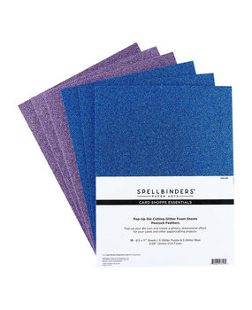 Spellbinders Pop-Up Die Cutting Glitter Foam Sheets Peacock Feathers (SCS-190)
