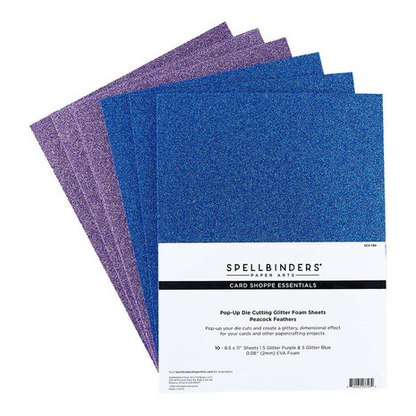 Spellbinders Pop-Up Die Cutting Glitter Foam Sheets Peacock Feathers (SCS-190)