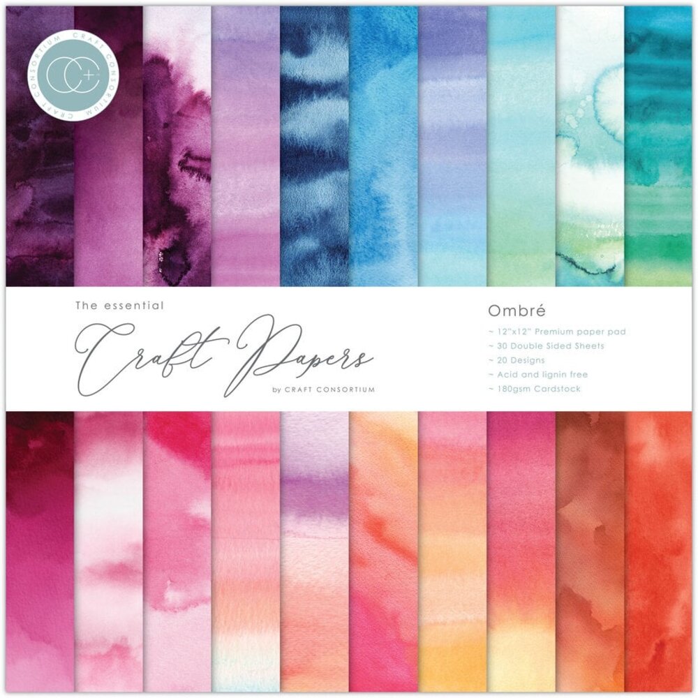 Craft Consortium Essential Craft Papers 12x12 Inch Paper Pad Ombre (CCEPAD030) Craft Consortium Essential Craft Papers 12x12 Inch Paper Pad Ombre (CCEPAD030)
