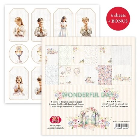 Craft & You Wonderful Day 12x12 Inch Paper Pack (6pcs) (CPS-WON30-6) Craft & You Wonderful Day 12x12 Inch Paper Pack (6pcs) (CPS-WON30-6)