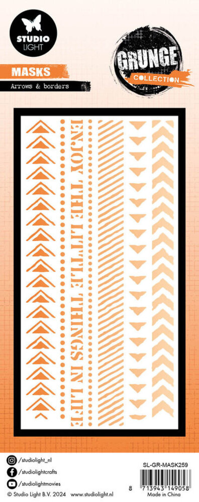 Studio Light Grunge Arrows & Borders Slimline Masking Stencil (SL-GR-MASK259) Studio Light Grunge Arrows & Borders Slimline Masking Stencil (SL-GR-MASK259)