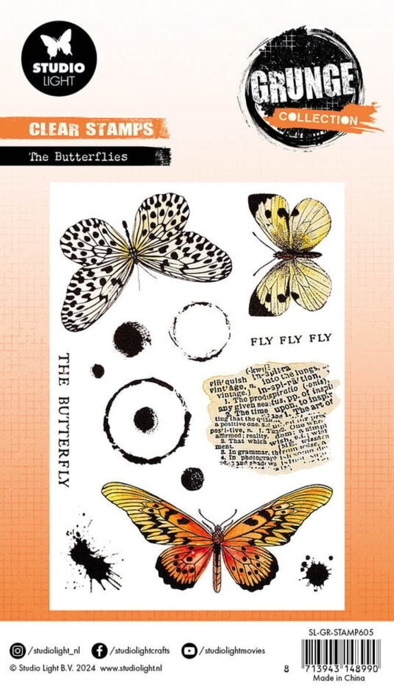 Studio Light Grunge Clear Stamps The Butterflies (SL-GR-STAMP605) Studio Light Grunge Clear Stamps The Butterflies (SL-GR-STAMP605)