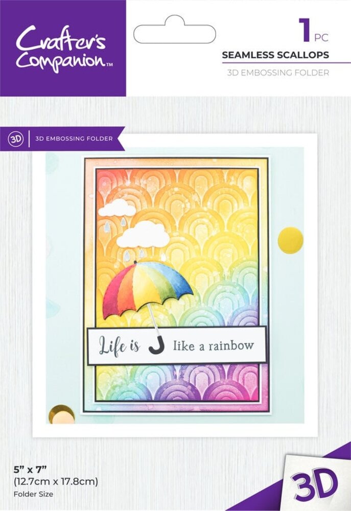 Crafter's Companion Seamless Scallops 3D Embossing Folder (CC-EF5-3D-SESC) Crafter's Companion Seamless Scallops 3D Embossing Folder (CC-EF5-3D-SESC)