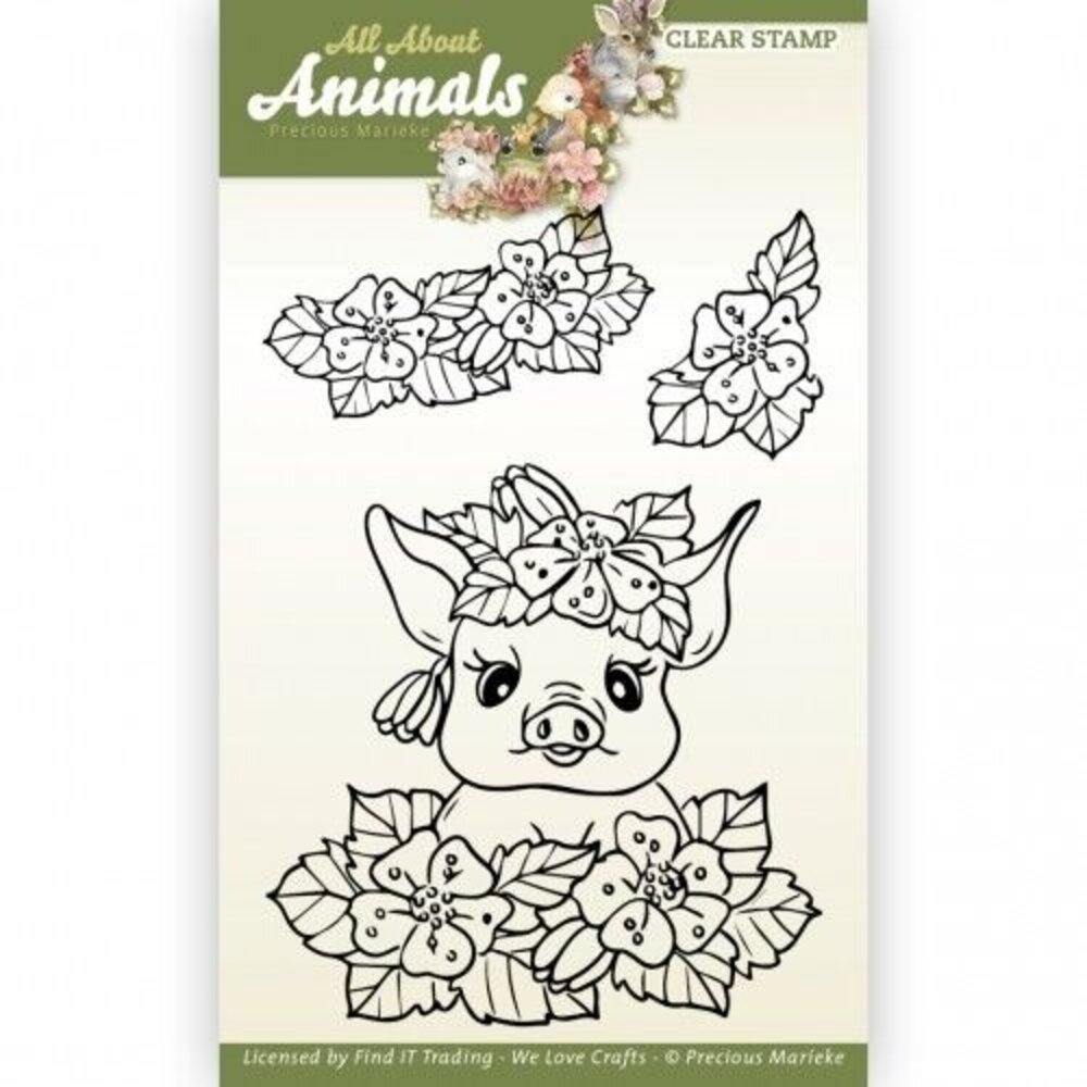 Precious Marieke All About Animals Clear Stamp Set Pig (PMCS10051)