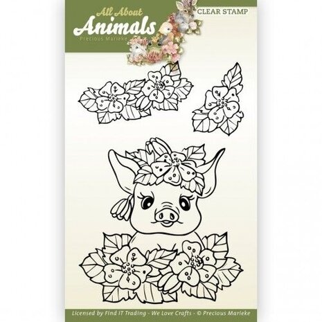 Precious Marieke All About Animals Clear Stamp Set Pig (PMCS10051)