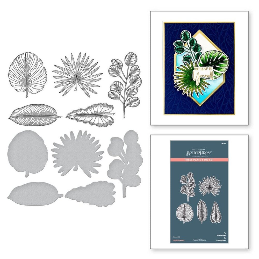 Spellbinders Propagation Garden Tropical Leaves Press Plate & Die Set (BP-155)